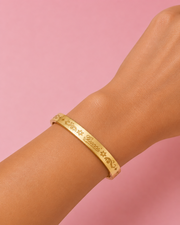 Fancy Designer Style Gold Plated Floral Kada | Stylish Partywear Bracelet for Women | Free Size