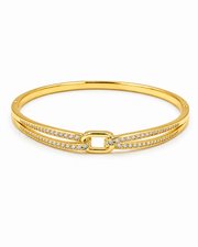Fancy Gold-Plated Interlocking Diamond Kada | Stylish Partywear Bracelet for Women
