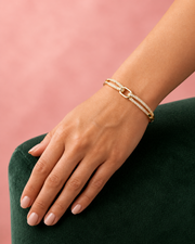 Fancy Gold-Plated Interlocking Diamond Kada | Stylish Partywear Bracelet for Women