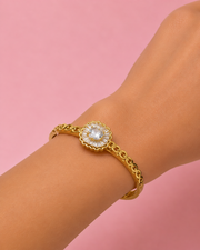 Fancy Heart Baguette Stylish Kada / Gold Plated Trending Bracelet for Women