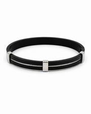 Fancy Black & Silver Cable Kada | Stylish Men's Bracelet | Trending Partywear Hand Band