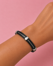 Fancy Black & Silver Cable Kada | Stylish Men's Bracelet | Trending Partywear Hand Band