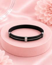 Fancy Black & Silver Cable Kada | Stylish Men's Bracelet | Trending Partywear Hand Band
