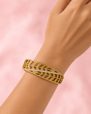 Fancy Leafy American Diamond Gold Kada / Stylish Partywear Openable Bangle