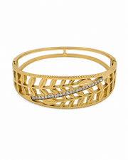 Fancy Leafy American Diamond Gold Kada / Stylish Partywear Openable Bangle