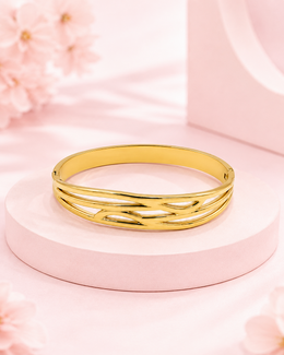 Fancy Gold Plated Wavy Kada | Stylish Partywear Bracelet Bangle | New Design Gold Jewelry