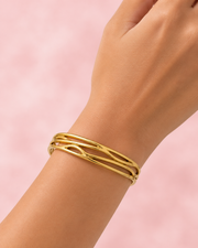 Fancy Gold Plated Wavy Kada | Stylish Partywear Bracelet Bangle | New Design Gold Jewelry