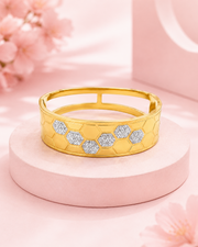 Trending Gold-Plated Honeycomb Fancy Kada / Stylish Partywear American Diamond Bangle for Women