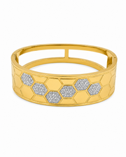 Trending Gold-Plated Honeycomb Fancy Kada / Stylish Partywear American Diamond Bangle for Women