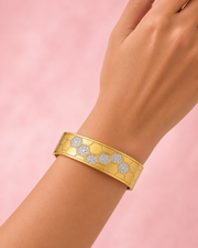 Trending Gold-Plated Honeycomb Fancy Kada / Stylish Partywear American Diamond Bangle for Women