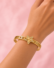 Fancy Stylish Star Gold Plated Bangle / Trending Partywear Star Kada for Women