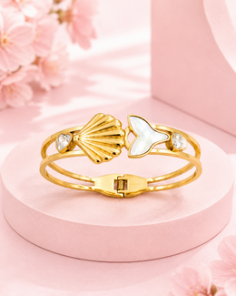 Fancy Gold Plated Sea-Shell Mermaid Tail Kada | Trendy Stylish Partywear Bangle for Women