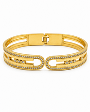 Trendy Fancy Gold-Plated Moving Charm Kada / Stylish Partywear AD Bracelet for Women