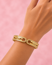 Trendy Fancy Gold-Plated Moving Charm Kada / Stylish Partywear AD Bracelet for Women