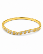 Fancy Wave Style Gold-Plated Sparkling Kada / Stylish Partywear Bracelet for Women