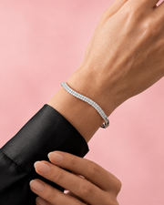 Stylish Wave Silver Kada | Trendy American Diamond Bangle for Women | Partywear Fancy Bracelet