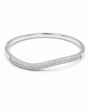 Stylish Wave Silver Kada | Trendy American Diamond Bangle for Women | Partywear Fancy Bracelet