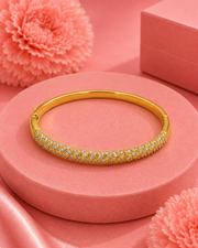 Fancy Gold Plated American Diamond Kada / Stylish Partywear AD Bangle for Women