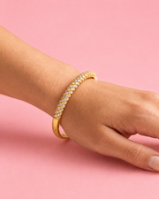 Fancy Gold Plated American Diamond Kada / Stylish Partywear AD Bangle for Women