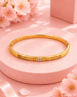 Fancy Stylish Greek Motif Gold Kada | Trending Partywear Stone Bracelet for Women