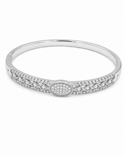 Stylish American Diamond Silver Plated Adjustable Kada Bangle for Women and Girls