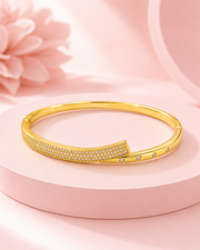 Fancy Stylish Gold Plated Crossover Kada / American Diamond Bangle for Women