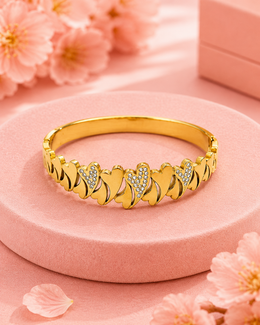 Trendy Heart Gold Kada | Stylish Partywear Heart Bracelet | Fancy Stone Studded Bangle for Women