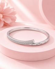 Trendy Silver Fancy Bangle | Stylish Partywear AD Bracelet | Adjustable Free Size Kada for Women