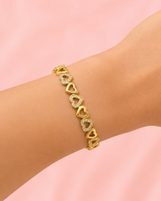 Fancy Stylish Gold Plated Heart Kada / Heart Bracelet for Girls and Women