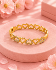 Fancy Stylish Gold Plated Heart Kada / Heart Bracelet for Girls and Women