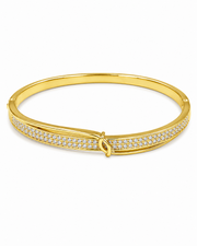 Fancy Stylish Pink Diamond Gold Plated Hinged Kada/Bangle for Women