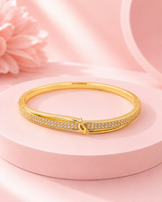 Fancy Stylish Pink Diamond Gold Plated Hinged Kada/Bangle for Women