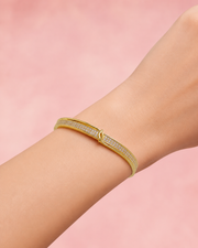 Fancy Stylish Pink Diamond Gold Plated Hinged Kada/Bangle for Women