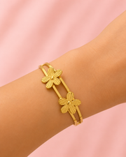 Fancy Stylish Floral Gold Plated Kada / Flower Bangle for Women