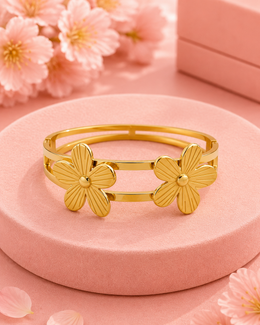 Fancy Stylish Floral Gold Plated Kada / Flower Bangle for Women