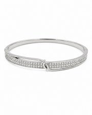 Stylish Rhodium-Plated American Diamond Studded Kada Bangle for Women and Girls (Silver)