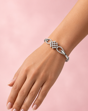 Fancy Stylish American Diamond Silver Kada | Trendy Geometric Bracelet for Women | Partywear Jewellery