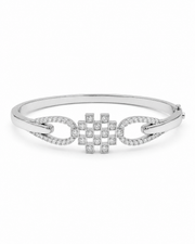 Fancy Stylish American Diamond Silver Kada | Trendy Geometric Bracelet for Women | Partywear Jewellery