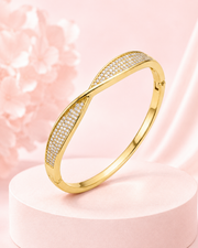Stylish Infinity Twist Gold Bangle | Fancy American Diamond Kada | Women's Partywear Jewelry