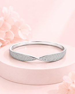 Stylish Infinity Silver Kada | American Diamond Fancy Bracelet for Women | Trending Partywear Bangle
