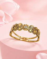 Trendy Gold Plated Daisy Flower Kada | Fancy Partywear Bangle for Women | Stylish Floral Bracelet