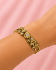 Trendy Gold Plated Daisy Flower Kada | Fancy Partywear Bangle for Women | Stylish Floral Bracelet