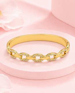 Fancy Gold Plated Partywear Bangle | Stylish Crystal Studded Kada | New Trending Bracelet for Women