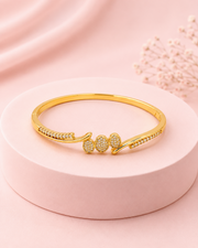 Fancy Stylish American Diamond Gold Plated Kada / Bracelet for Women (Partywear)