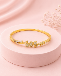 Fancy Stylish American Diamond Gold Plated Kada / Bracelet for Women (Partywear)