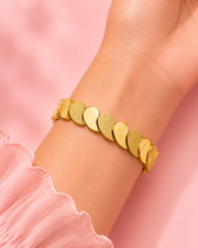 Fancy Gold Plated Textured Bangle / Stylish Leaf Pattern Partywear Bracelet for Women