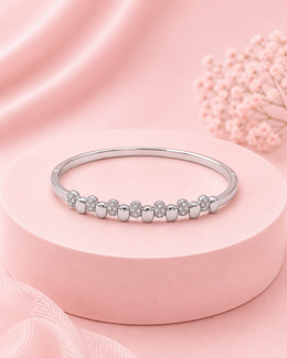 Fancy American Diamond Silver Plated Bangle / Stylish Partywear Kada for Women