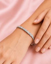 Fancy American Diamond Silver Plated Bangle / Stylish Partywear Kada for Women