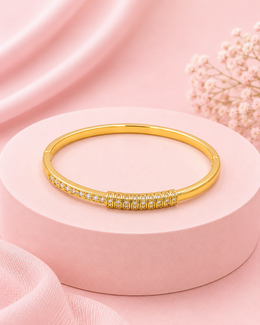 Stylish Gold Plated Sparkling Stone Kada Bangle for Women and Girls