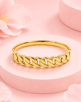 Trending Gold Cuban Chain Bangle / Stylish Partywear Bracelet for Women